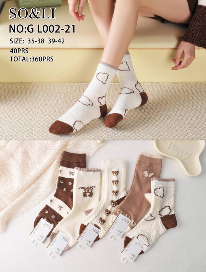 Skarpety  damskie Roz 35-42, Mix kolor Paczka 40 szt
